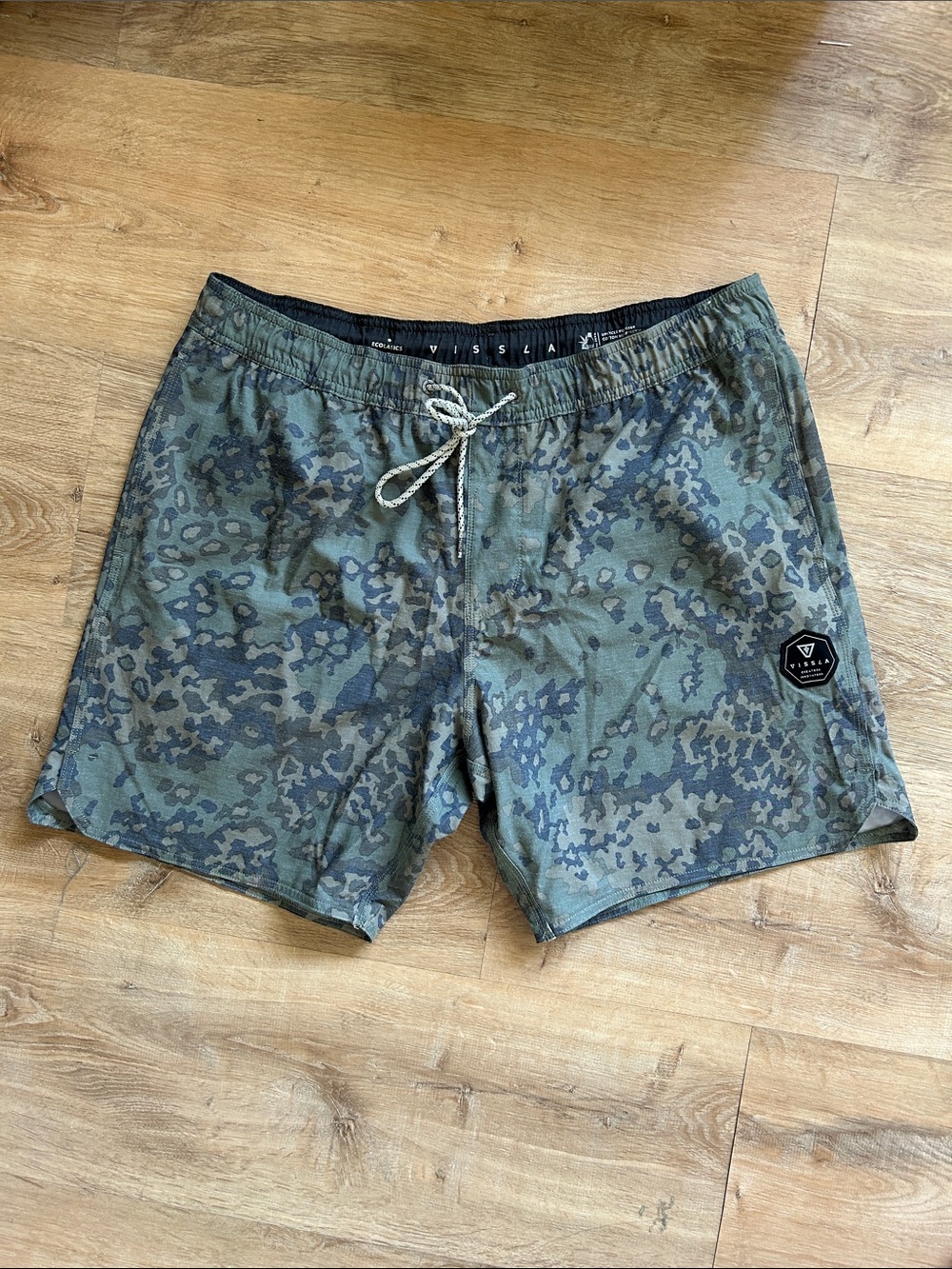 VISSLA Olive Green Camo Swim Trunks